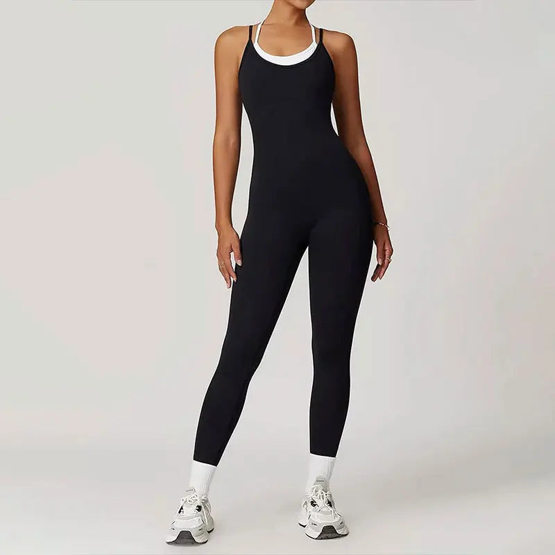 Sporty Women's Jumpsuits Black Sexy Backless Bodycon Female New Jumpsuits Streetwear Fashion O-Neck Sporty Elegant Lady Clothing