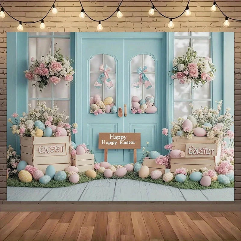 Easter themed polyester background flags for parties, photography studio indoor and outdoor festive decoration flags