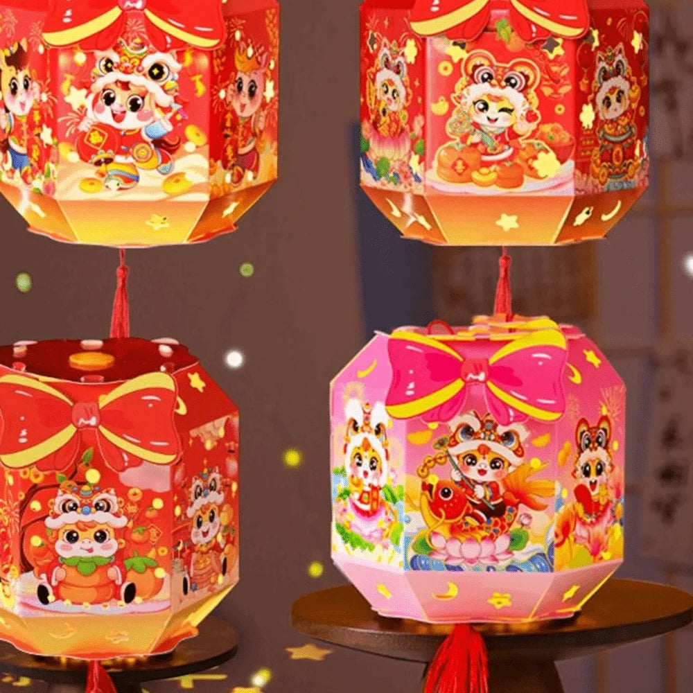 Ancient Chinese New Year Lantern Cartoon Luminous 2026 Horse Year Lantern Traditional with Tassel Handheld Lantern Kindergarten