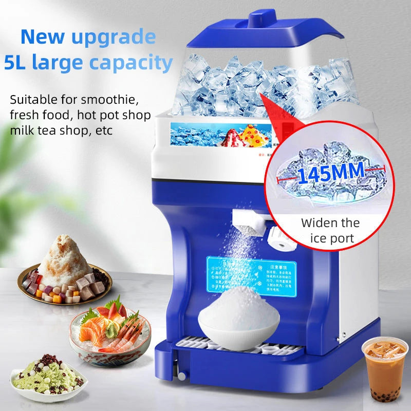 Automatic Commercial Ice Shaver Machine Electric Cube Ice Crusher For Snow Ice Smoothie Milk Tea Hot Pot Restaurant Dessert Shop