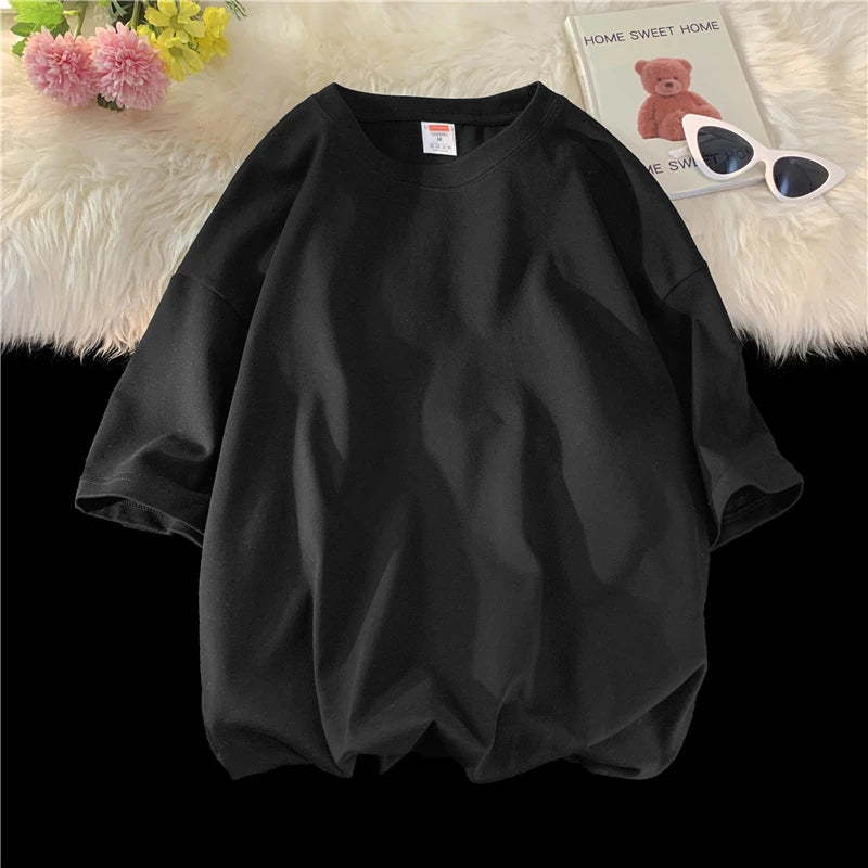 Oversized Summer Short Sleeve Men's T Shirt New Fashion Solid Loose O-Neck T Shirts Mens Cotton Hip Hop Streetwear Top Tees 5XL