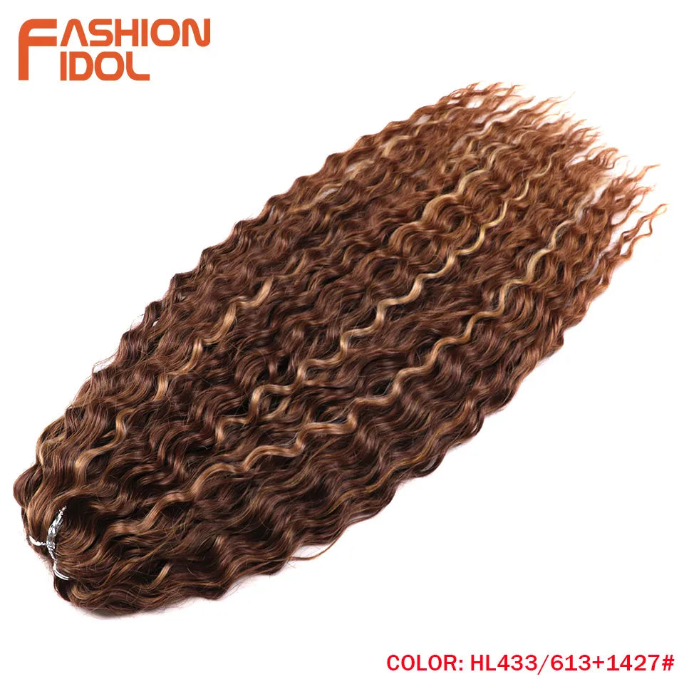 FASHION IDOL Ariel Twist Crochet Hair Synthetic 22 Inch 300g 3 Bundles Water Wave Hair Extensions Ombre Blonde Braid Curly Hair