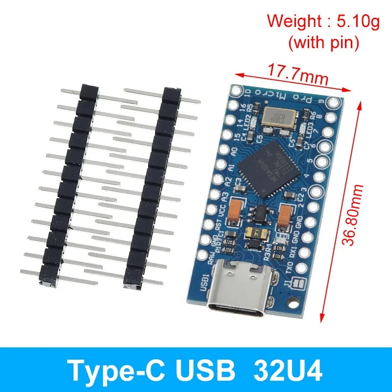 TZT Pro Micro ATmega32U4 5V 16MHz Original Chip Replace ATmega328 For Arduino Pro Mini With 2 Row Pin Header For Leonardo UNOR3