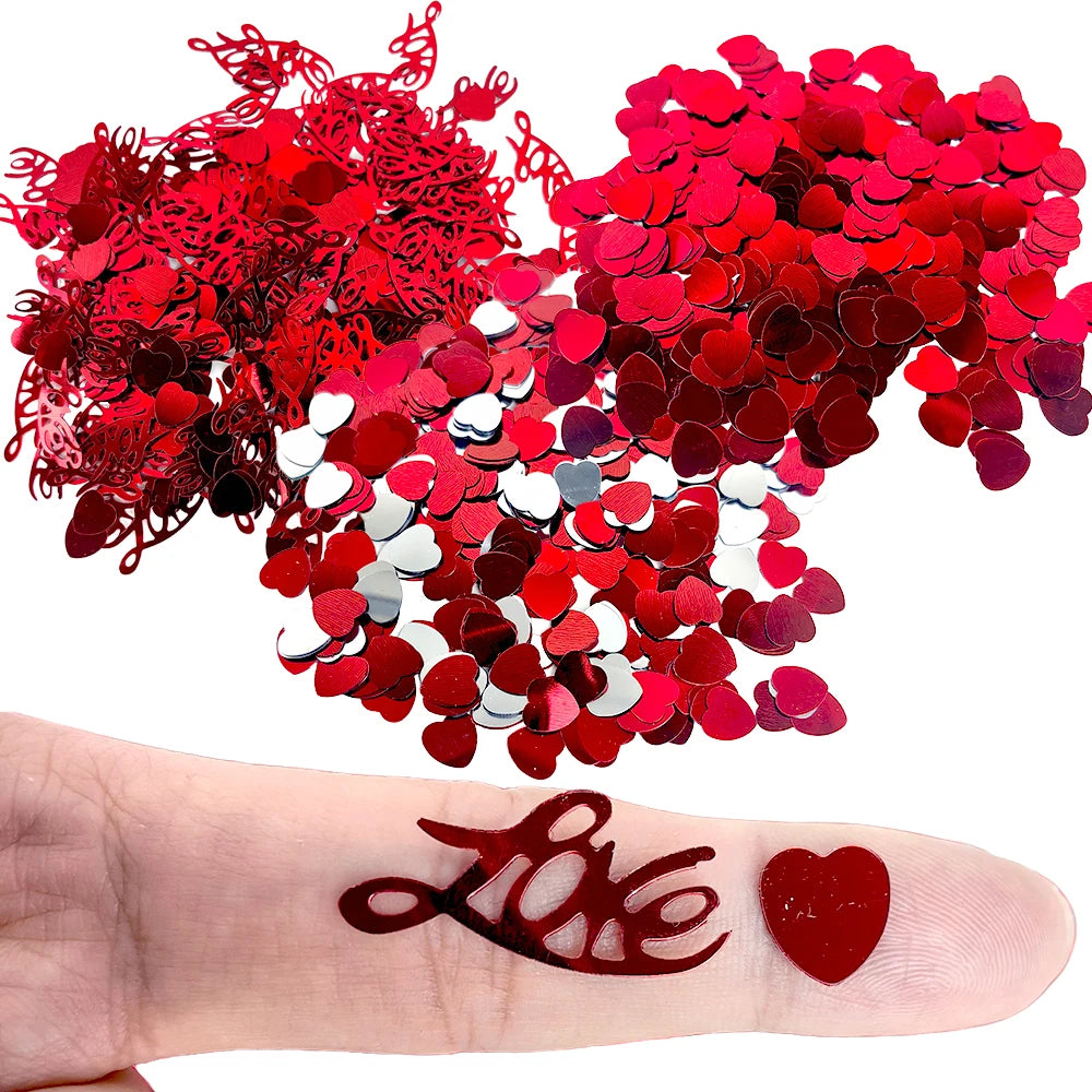 Valentine's Day Red Silver Love Sequin For Girls Couple Confession Gifts  Wedding Festival  Table Confetti Decoration Supplies