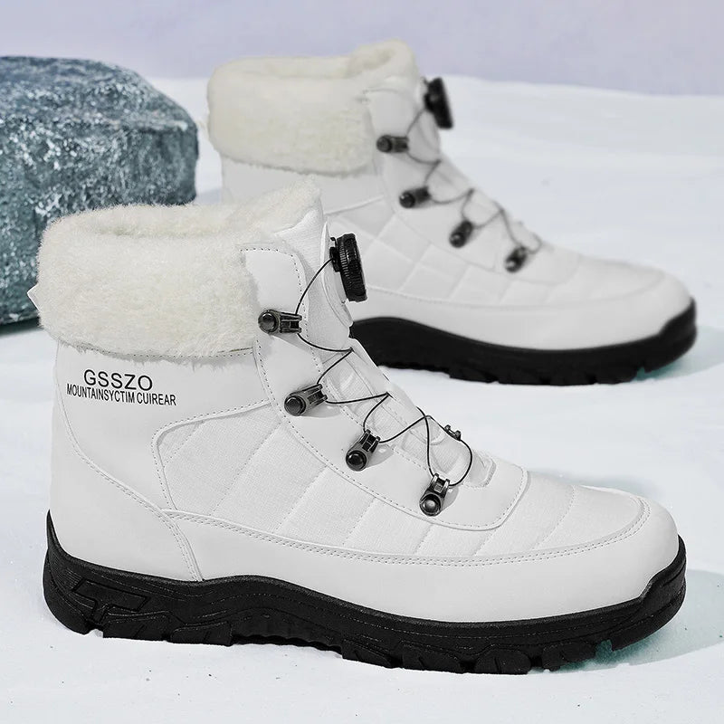 Winter Men Boots Outdoor Men Snow Boots High Top Cotton Boots with Fur Waterproof Non-slip Ankle Boots Lightweight Work Boots