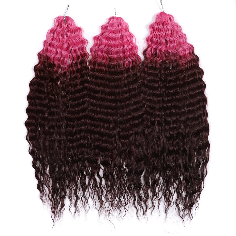 FASHION IDOL Ariel Twist Crochet Hair Synthetic 22 Inch 300g 3 Bundles Water Wave Hair Extensions Ombre Blonde Braid Curly Hair