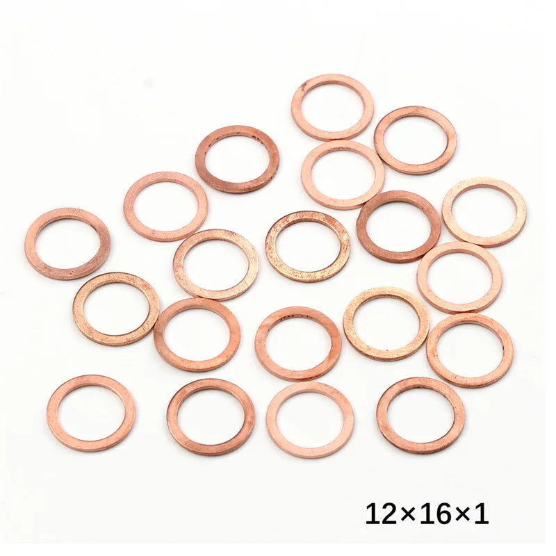 10/20/50PCS Solid Copper Washer Flat Ring Gasket Sump Plug Oil Seal Fittings 10x14x1MM Washers Fastener Hardware Accessories