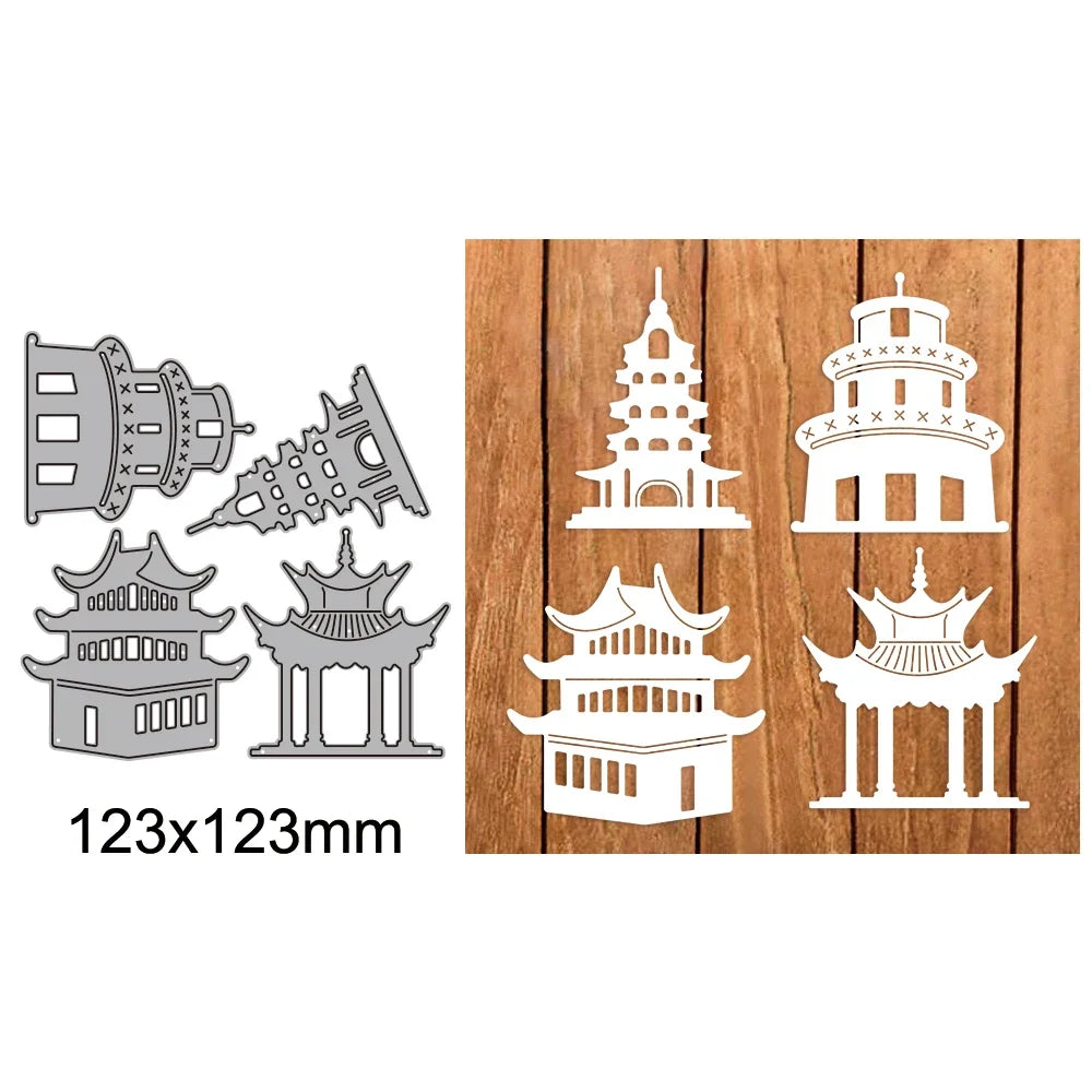 Happy New Year Words Nesting Round Metal Cutting Dies Flower Dragon Chinese Element for DIY Window Decoration Paper Craft