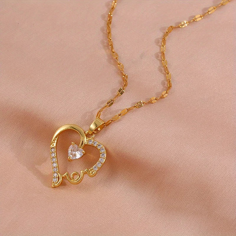 Mother's Day Love Mom Letter Pendant Necklace for Women Anniversary Gift