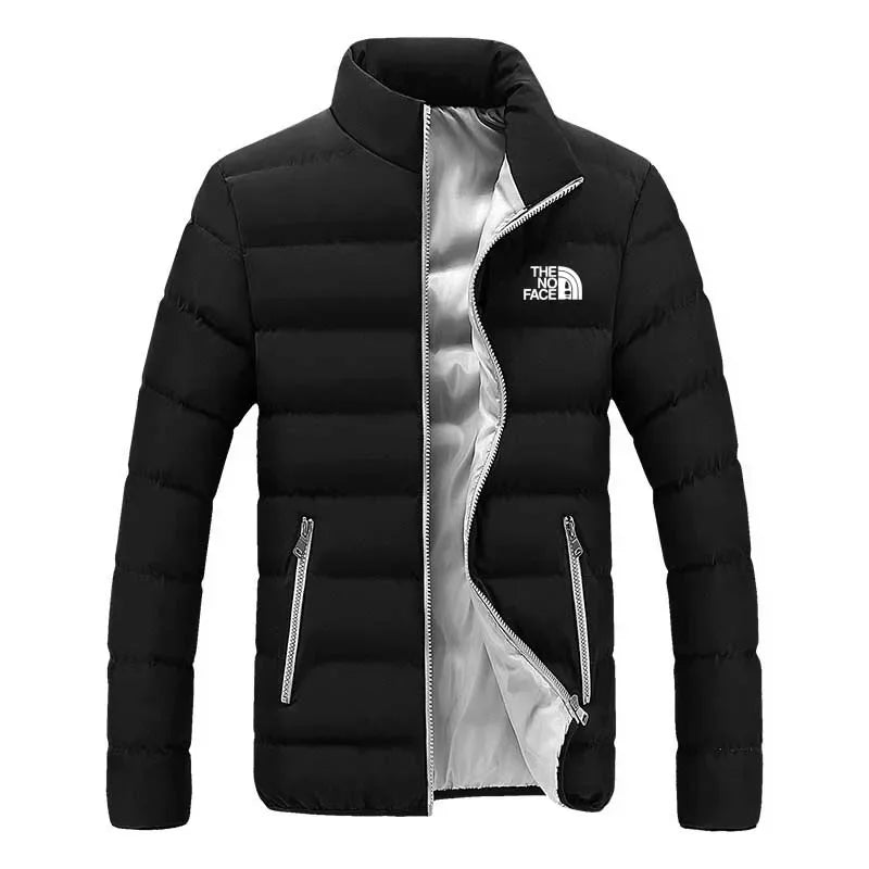 Winter 2025 men's jacket, men's casual wear, solid high neck jacket, men's windproof cotton padded jacket, fashionable and comfo