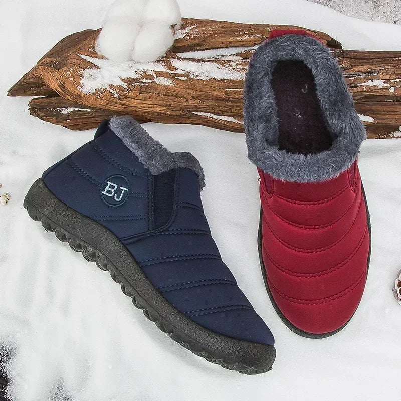 Winter Boots for Women Waterproof Snow Boots Botines Mujer 2025 New Slip on Plus Size Women Shoes Flat Couple Cotton Shoes Men