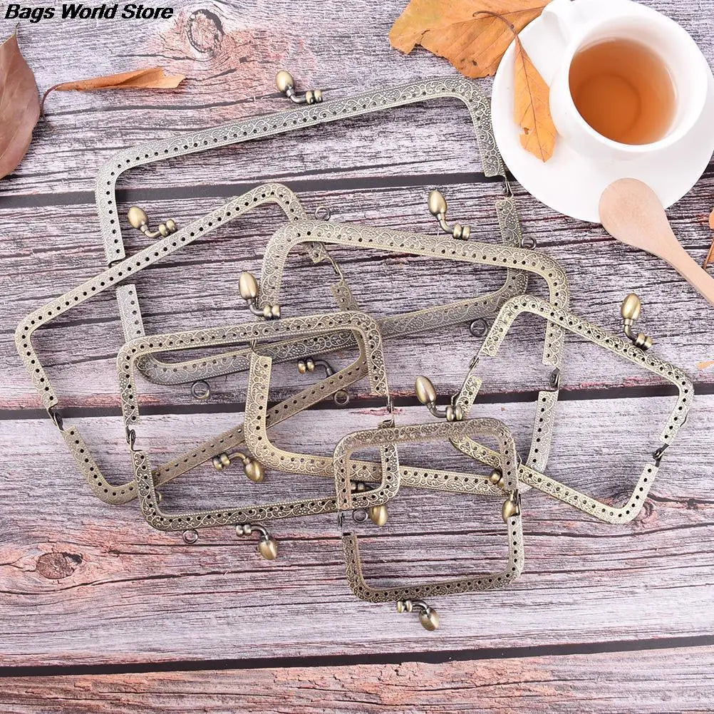1PCS Bronze DIY Purse Handbag Handle Coins Bags Metal Kiss Clasp Lock Frame New Fashion Handle 8.5/10.5/12.5/15/16/18/20cm