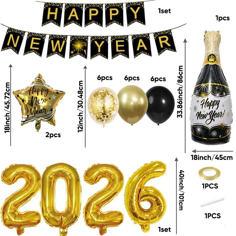 2026 New Year Decorations Balloons Arch New Years Eve Party Supplies Happy New Year Banner Perfect for New Year Decor