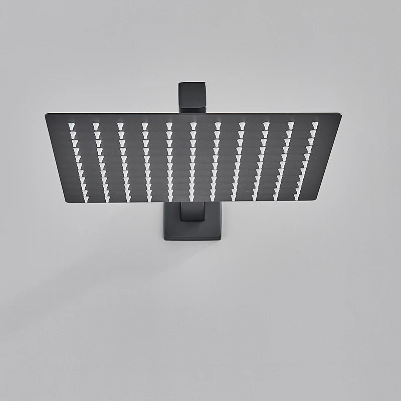 Rozin Brushed Golden Rainfall Shower Head Bathroom 8/10/12" Ultrathin Style Top Shower Head with Wall Mounted Shower Arm