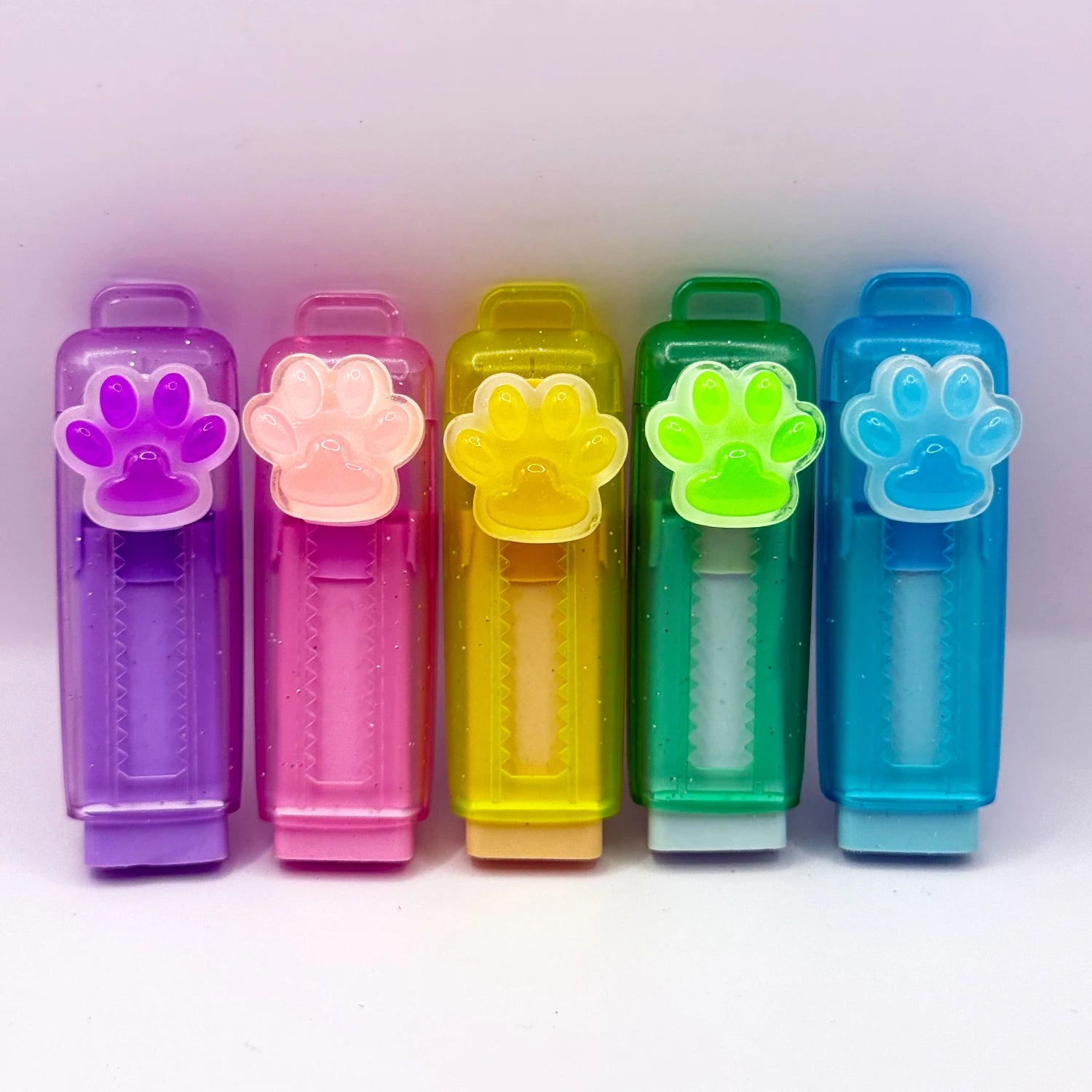5Pcs Cat claw retractable eraser, push rod eraser cartoon creative, stationery student, office supplies