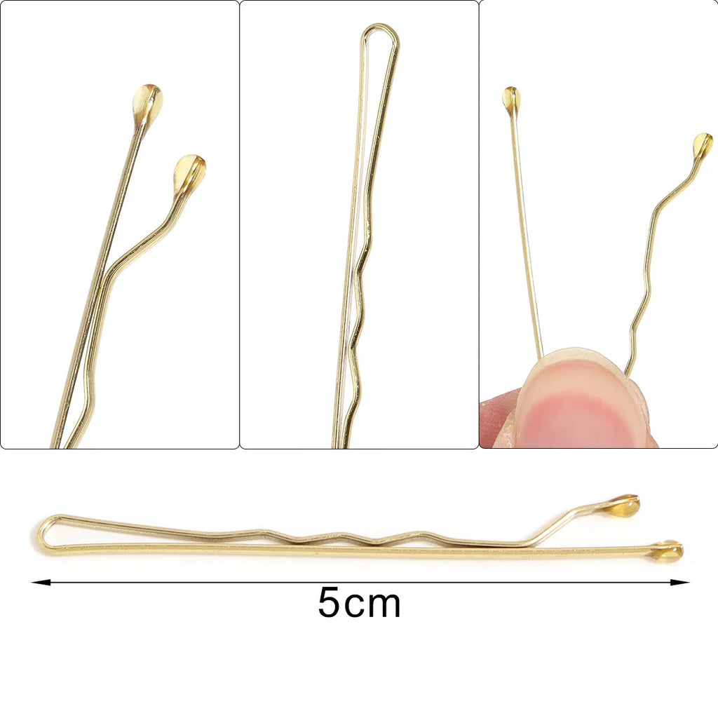 50 Pcs 4 Colors 5cm Hair Clip Lady Hairpins Curly Wavy Grips Hairstyle Hairpins Women Bobby Pins Styling Hair Accessories