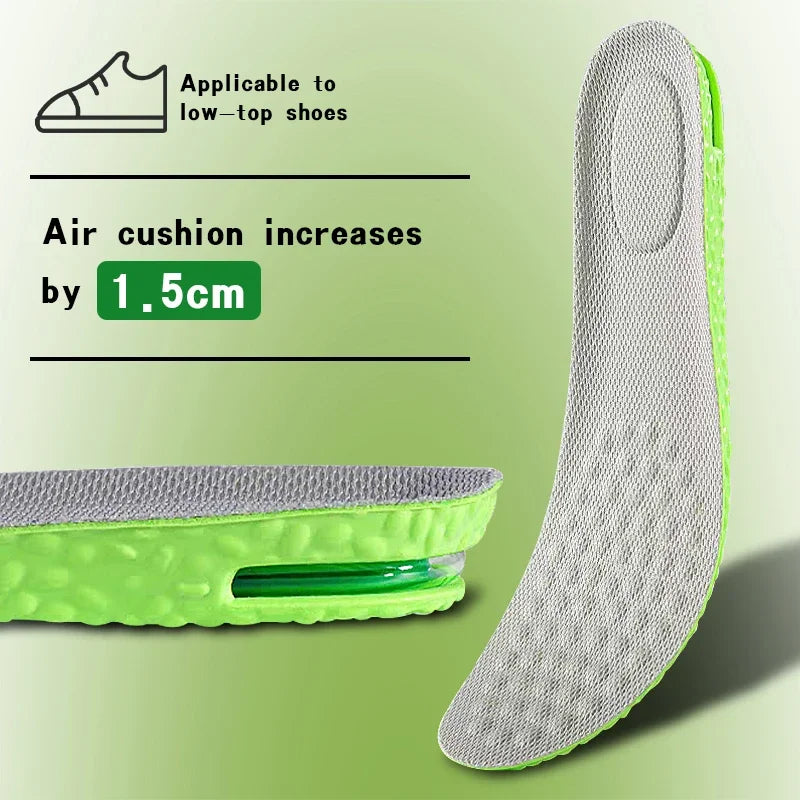 NEW Height Increase Insole for Men Growing Sole Shoes Insoles Unisex Quality Sports Air Shock Absorbing Anti-Odour Shoe Pads