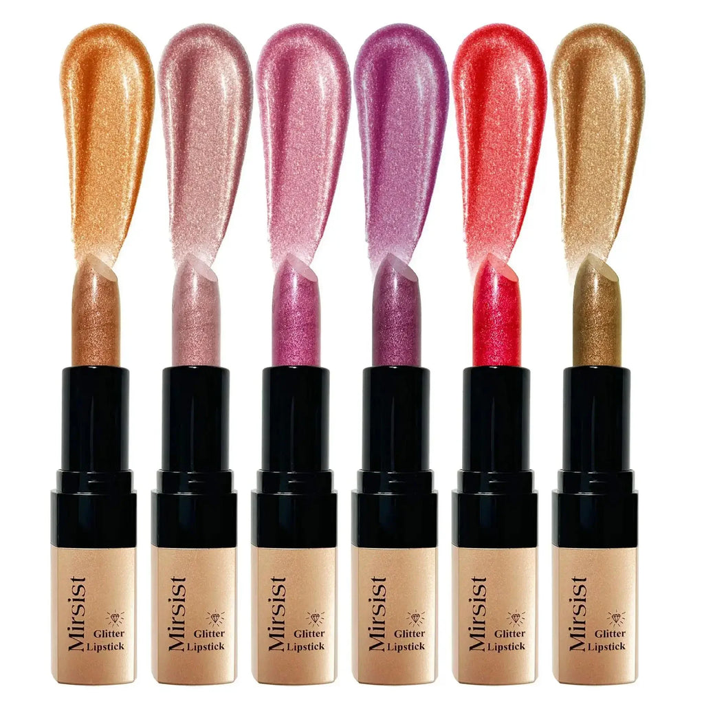 Diamond Lip Gloss Pearlescent Glitter Metallic Shine 6 Color Plump Lipstick Waterproof Long Lasting Lip Makeup