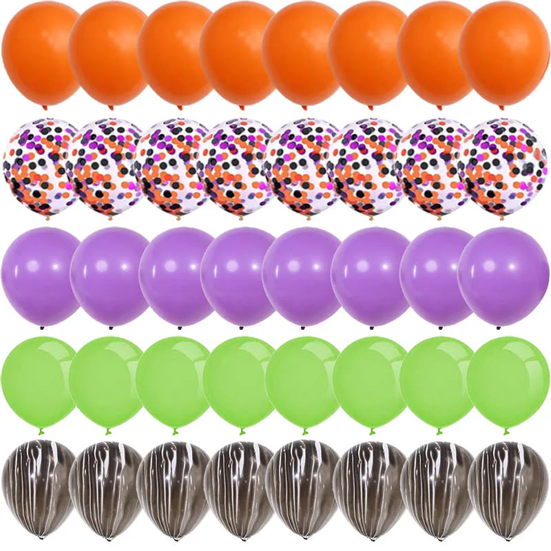Halloween Decoration Black Orange Purple Balloon Bat Helium Ballon Confetti Metal Latex Globos Birthday Halloween Party Supplies