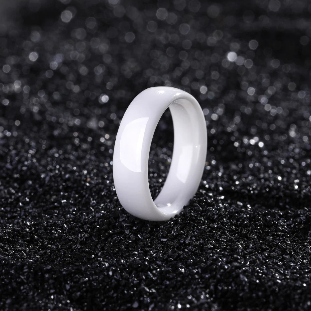 Tigrade 2/4/6mm White Ceramic Ring Black Wedding Engagement Band Men Women Rings Anti-Allergy Minimalist Female Anillos Gentle