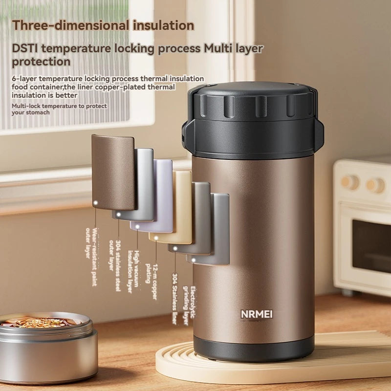 Stainless Steel Lunch Box, Large Capacity, Outdoor Portable Bento Box, Multi-Layer Thermal Food Storage Container, New Upgrade