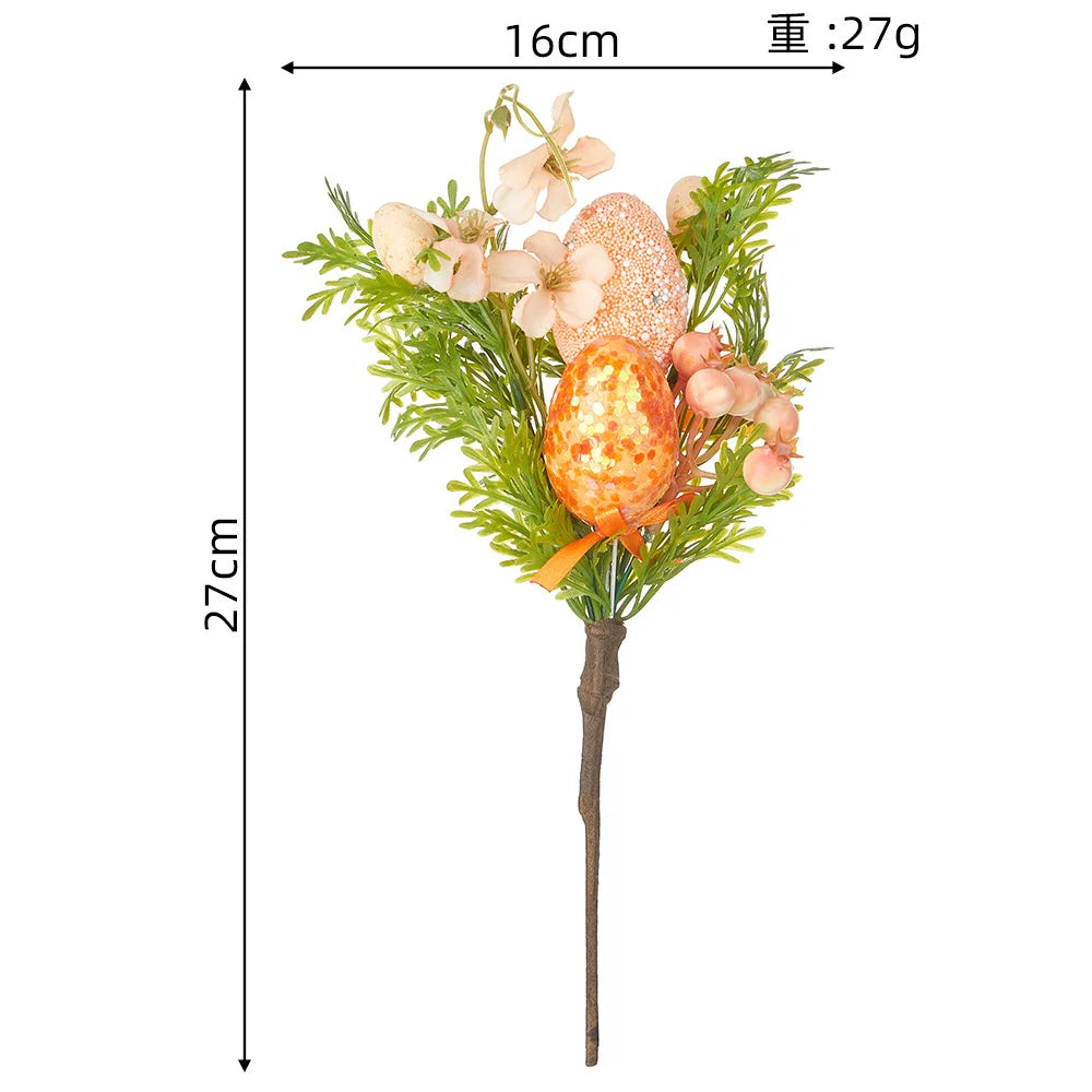 Easter Eggs Branch DIY Tree Artificial Flower Arrangements Bouquets Desktop Decoration Home Office Garden Easter Party Decor