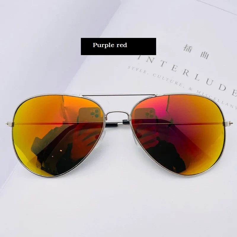2024 Pilot Aviation Sunglasses MenShades Retro Classic Silver Sun Glasses Female Male  Brand  metal frame sunglasses sunshade