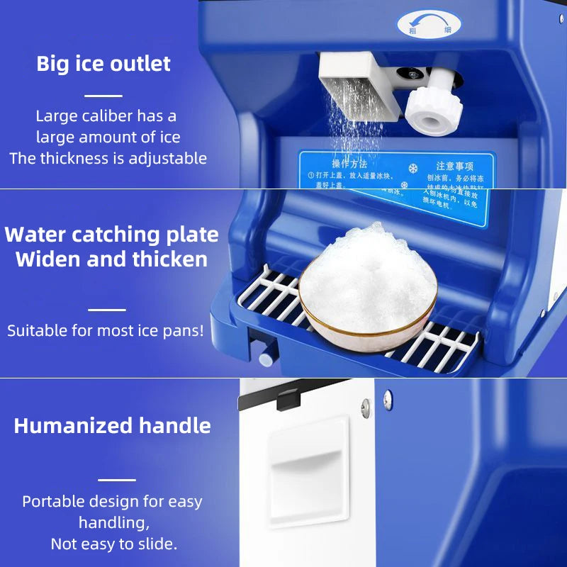 Automatic Commercial Ice Shaver Machine Electric Cube Ice Crusher For Snow Ice Smoothie Milk Tea Hot Pot Restaurant Dessert Shop