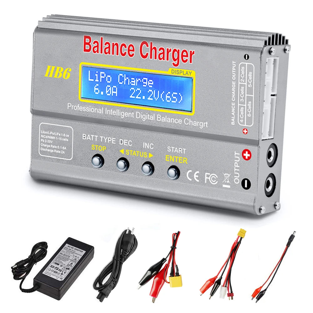 HTRC iMAX B6 80W Battery Charger Lipo NiMh Li-ion Ni-Cd Digital RC Lipo Charger + 15V 6A Adapter Balance Charger Discharger