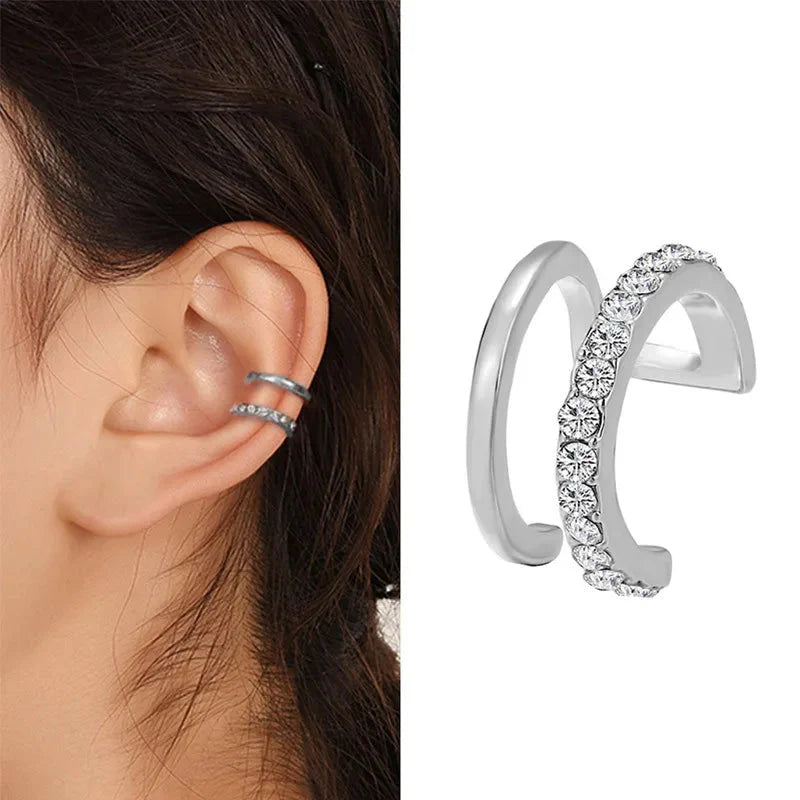 VAGZEB Bohemian NO Piercing Crystal Rhinestone Ear Cuff Wrap Stud Clip Earrings For Women Girl Trendy Earrings Jewelry Bijoux-7