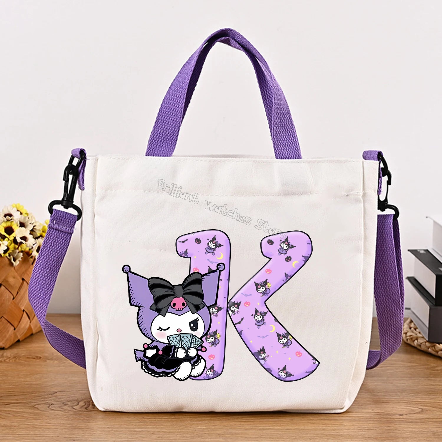 Kuromi Woman Shoulder Bag Cute Cartoon Handbag New Girls Large Capacity Crossbody Bag Fashion Portable Canvas Storage Bags Gift