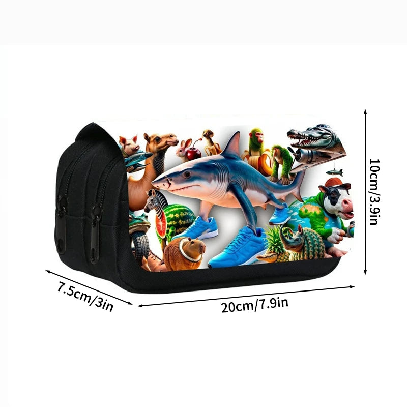 Italian Brainrot Large Capacity Pencil Case Tungtungtung Sahur Stationery Bag Back to School Pen Bag Zipper Boys Pencil Pouch
