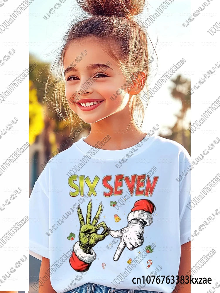 67 Meme Funny Christmas Tshirt for Kid Casual Cotton Short Sleeve Boys Girls Comfortable Top Street Fashion Parent Child Clothes