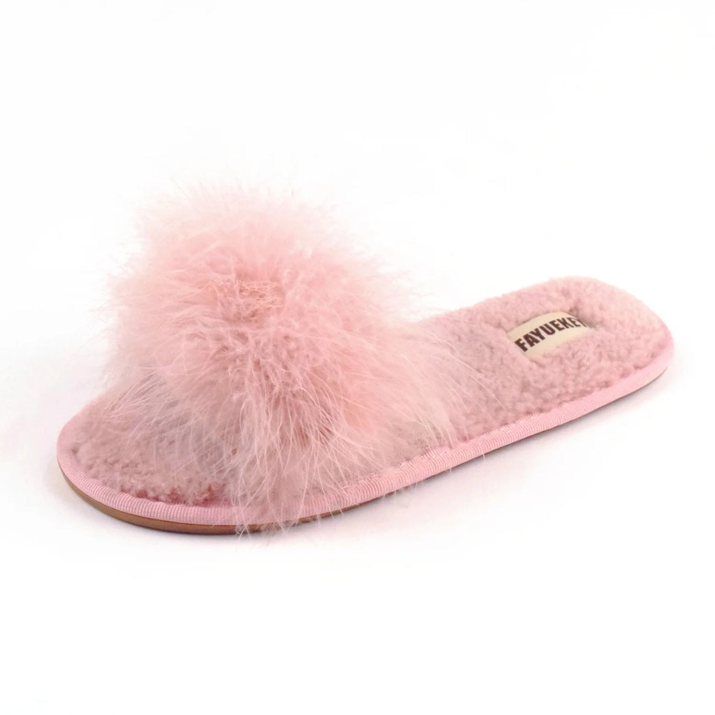 FAYUEKEY Spring Summer Winter Home Cotton Fluffy Plush Fur Slippers Women Wedding Floor Bedroom Flat Shoes