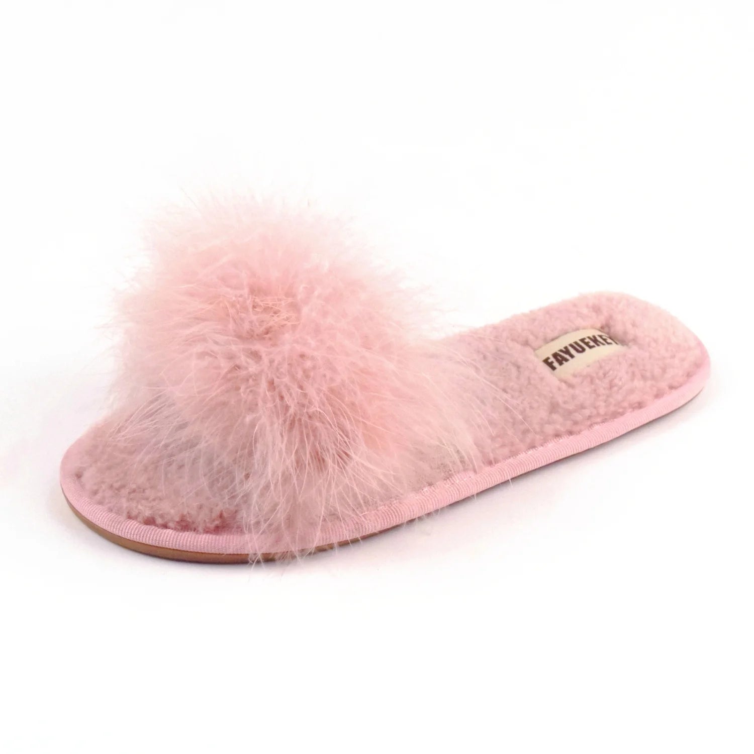 FAYUEKEY Spring Summer Winter Home Cotton Fluffy Plush Fur Slippers Women Wedding Floor Bedroom Flat Shoes