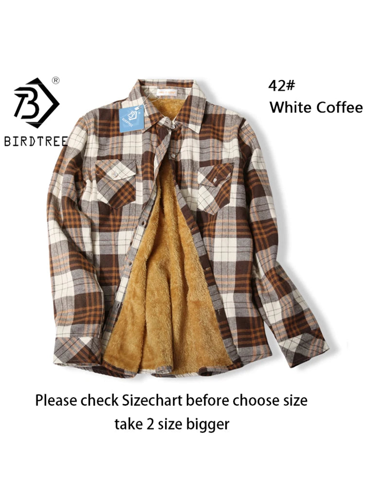 Velvet Thick Warm Women's Plaid Shirt Female Long Sleeve Tops M-5XL Winter Fleece Casual Check Blouse Autumn Clothes T77710A