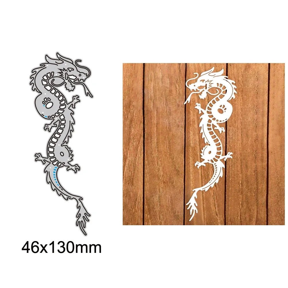Happy New Year Words Nesting Round Metal Cutting Dies Flower Dragon Chinese Element for DIY Window Decoration Paper Craft
