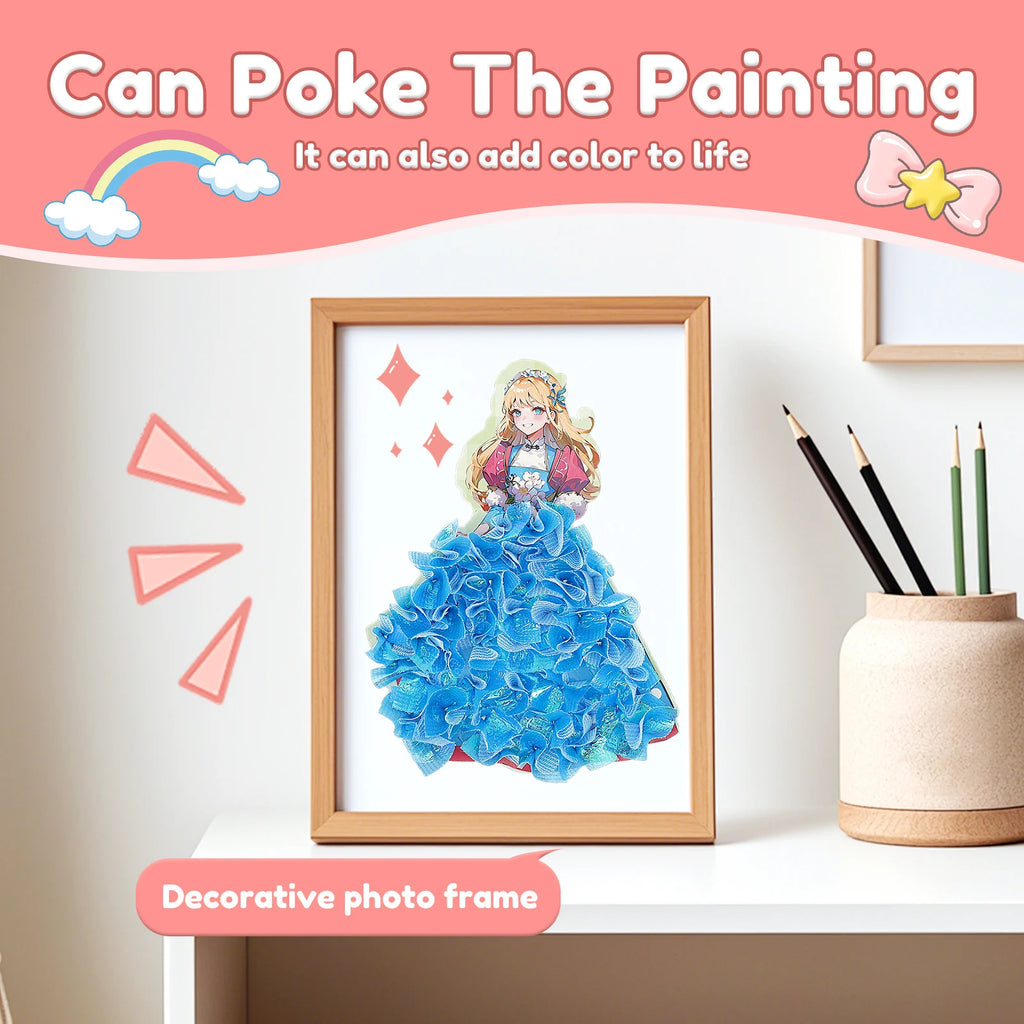 1 Set Sticker Cards Fabric Art Craze Poke Caft Toy Creative Puzzle Puncture Painting Poking Princess Dressing Game Girls Kids