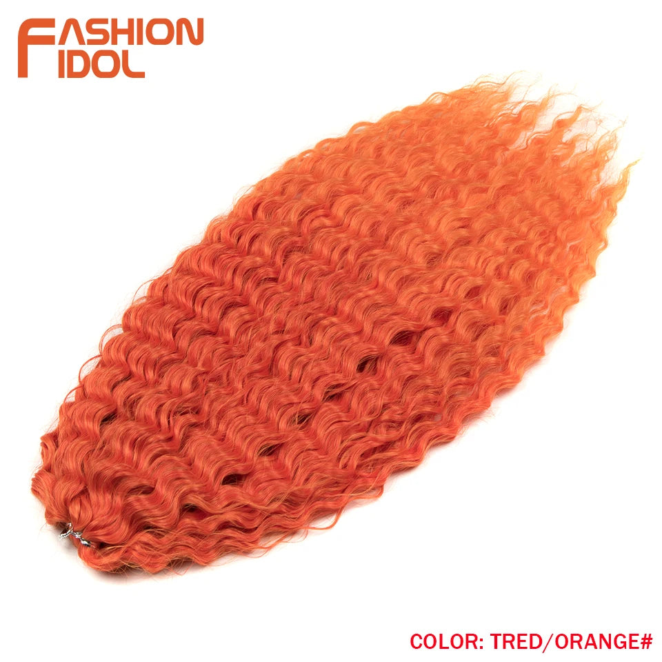 FASHION IDOL Ariel Twist Crochet Hair Synthetic 22 Inch 300g 3 Bundles Water Wave Hair Extensions Ombre Blonde Braid Curly Hair
