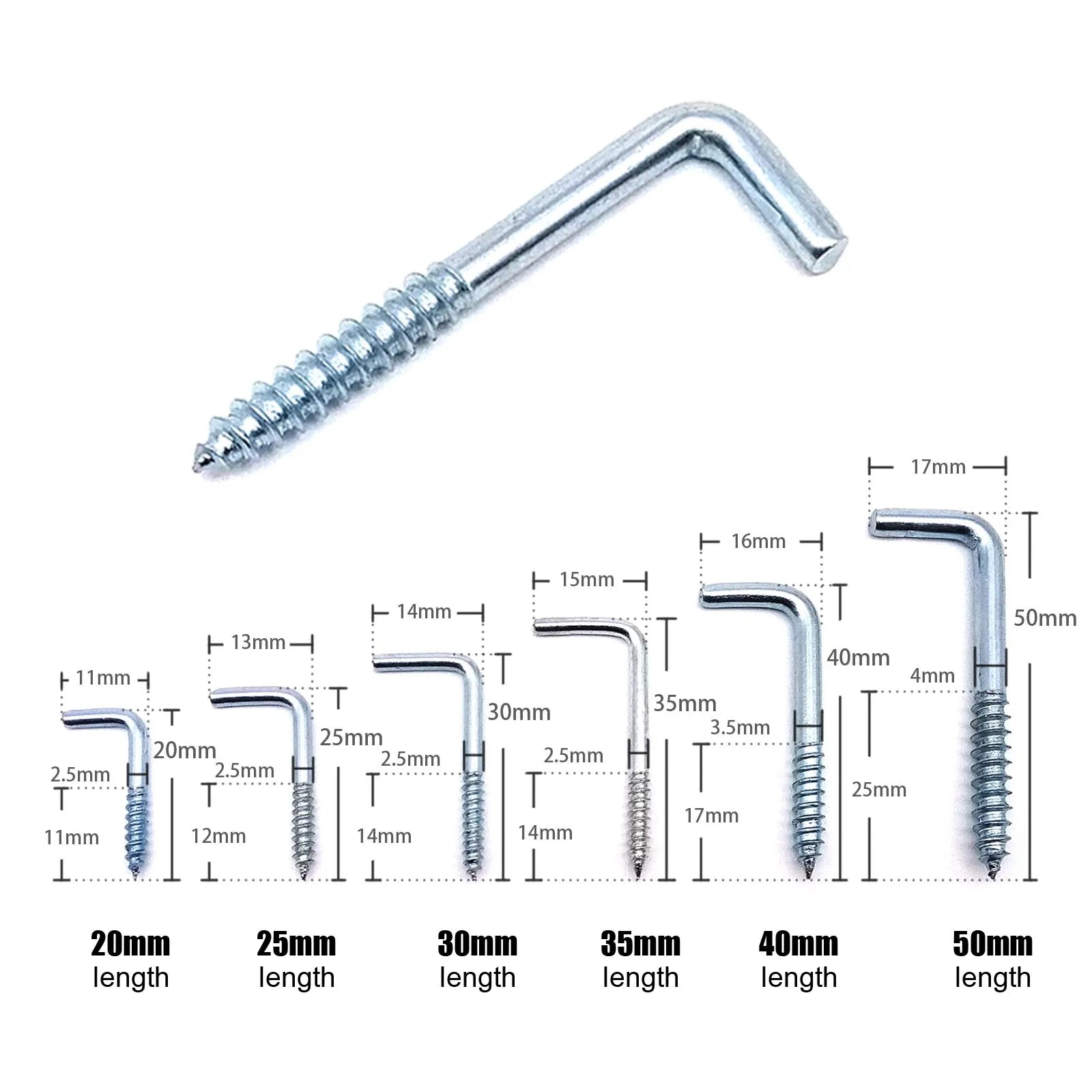 25pcs Picture Photo Frame Lamp Light Cabinet Tool Plant Curtain Wire Eyebolt Eyescrew Eye Screw in Spiral Hanger L Cup Hook