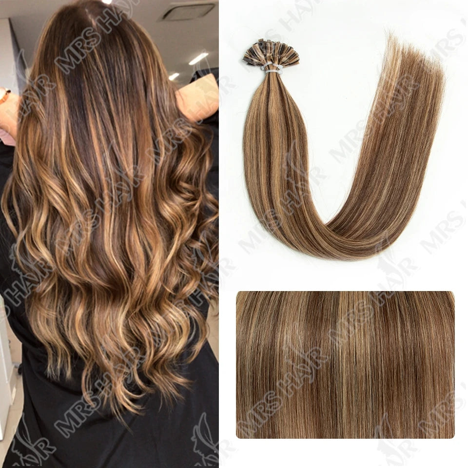 U Tip Fusion Hair Extensions Blonde Natural Real Human Hair Extensions 1.5cm Keratin Hair Capsules 50pcs 30g 40g 50g 12-24inch