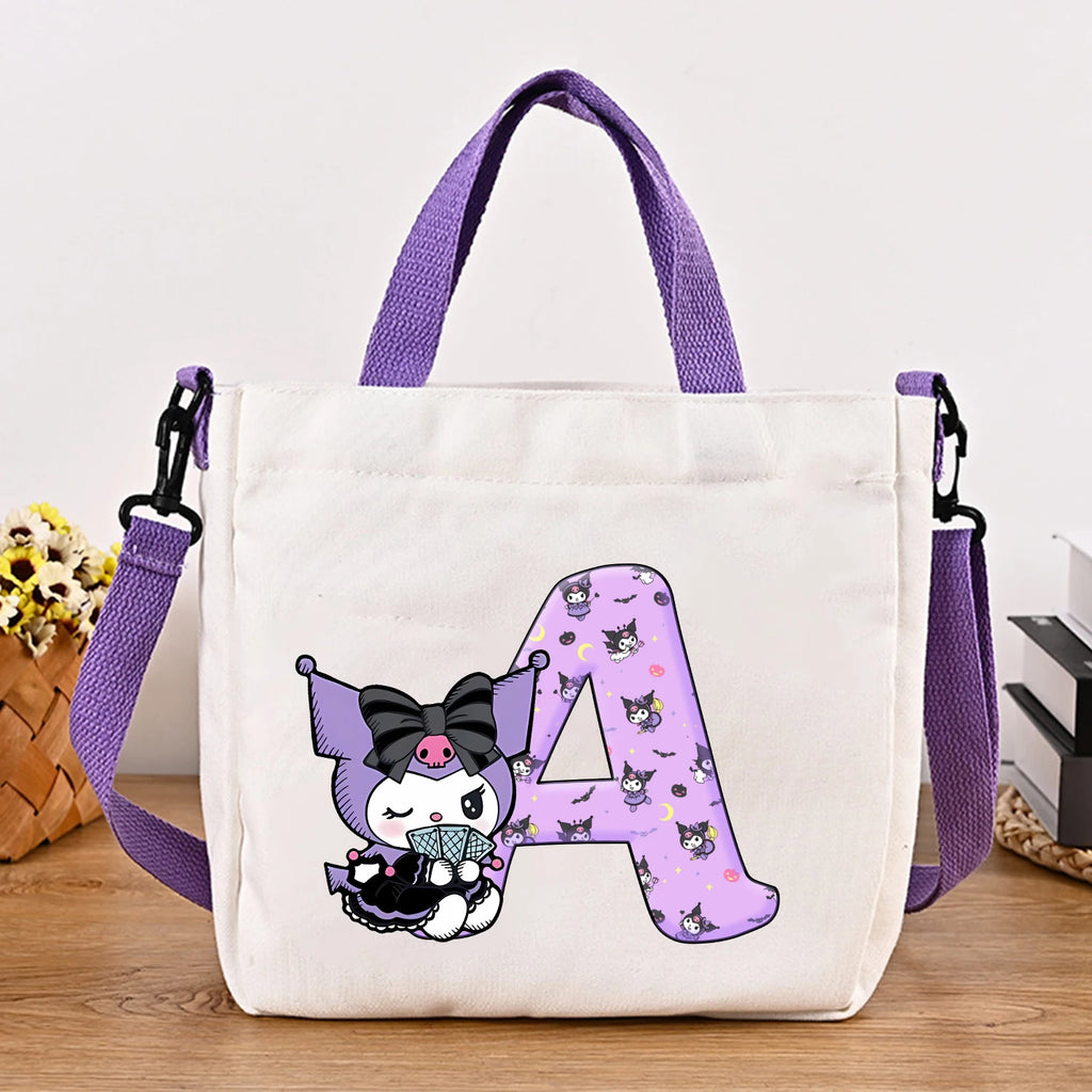 Kuromi Woman Shoulder Bag Cute Cartoon Handbag New Girls Large Capacity Crossbody Bag Fashion Portable Canvas Storage Bags Gift