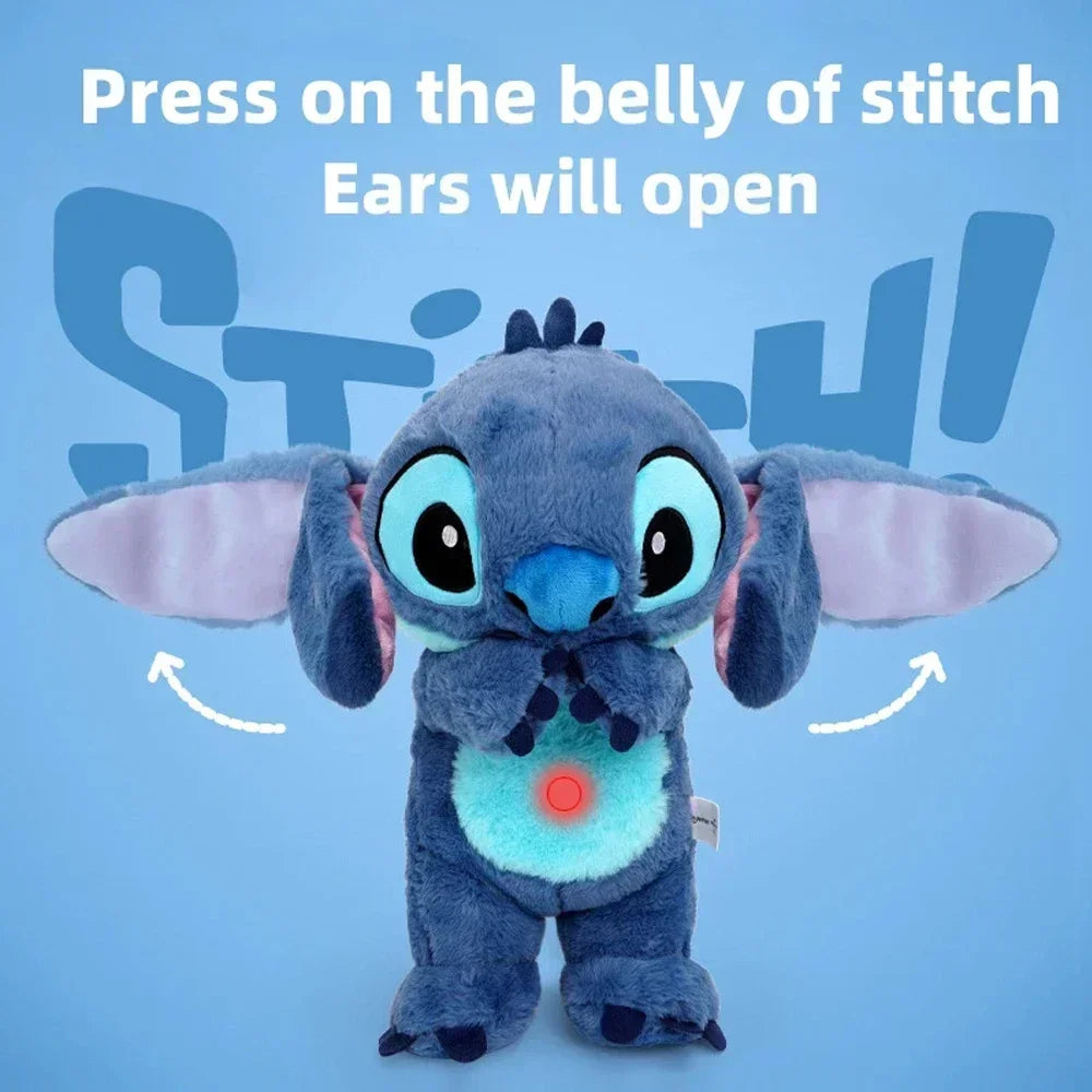 2025 New Lilo&Stitch Plush Doll Breath Child Peluche Kawaii Soothes Toy Anime Baby Music Light Sleep Toys Pink Stitch Kid Gifts