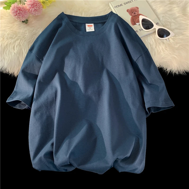 Oversized Summer Short Sleeve Men's T Shirt New Fashion Solid Loose O-Neck T Shirts Mens Cotton Hip Hop Streetwear Top Tees 5XL