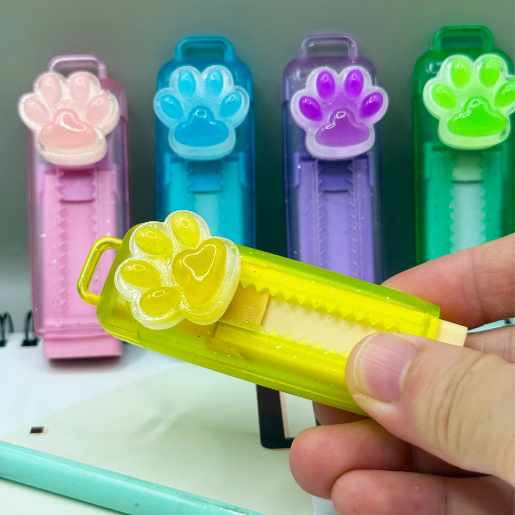 5Pcs Cat claw retractable eraser, push rod eraser cartoon creative, stationery student, office supplies