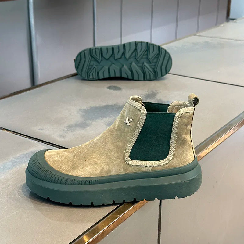 Winter Men Cow Suede Snow Boots Outdoor Cotton Boots for Fashion Handmade Casual Shoes with Waterproof Non-slip Ankle Boots