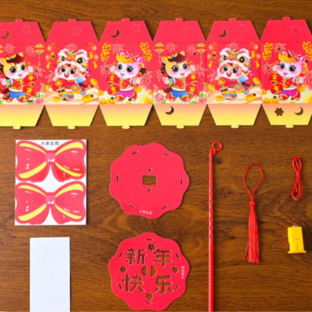 Ancient Chinese New Year Lantern Cartoon Luminous 2026 Horse Year Lantern Traditional with Tassel Handheld Lantern Kindergarten