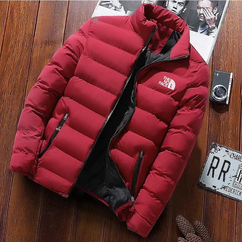 Winter 2025 men's jacket, men's casual wear, solid high neck jacket, men's windproof cotton padded jacket, fashionable and comfo