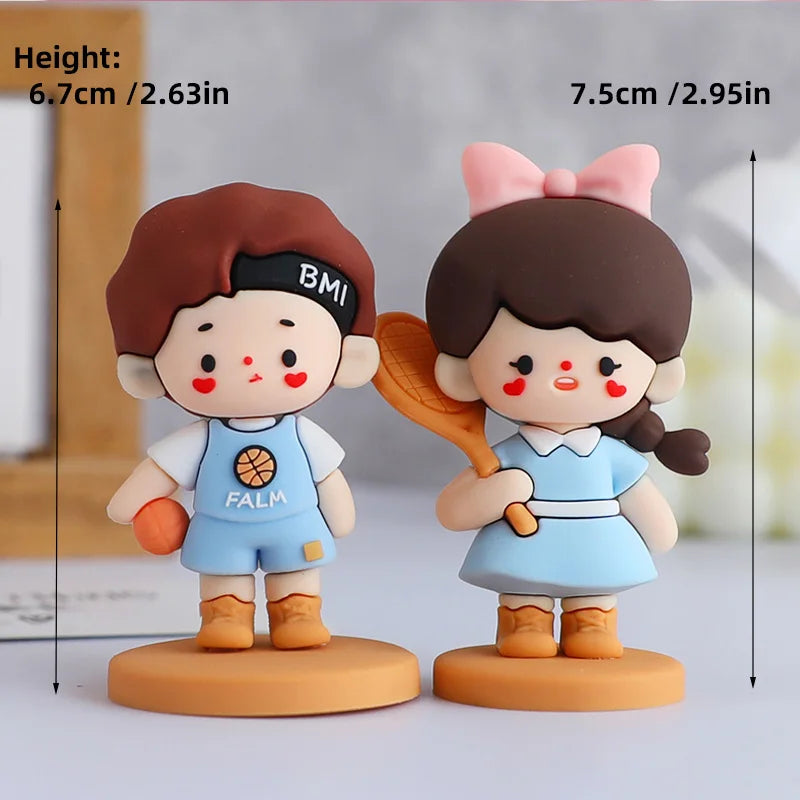 Valentine's Day Casual Wear Boys Girls Cake Decoration Cartoon Personality Couple Confession Doll for Birthday Cake Toppers