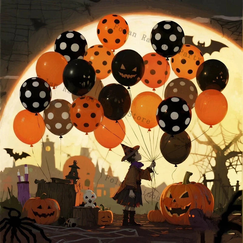 Halloween Decoration Black Orange Purple Balloon Bat Helium Ballon Confetti Metal Latex Globos Birthday Halloween Party Supplies